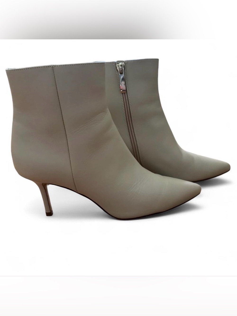 L'AGENCE Aimee II Leather Ankle Boots in cream leather size 38
